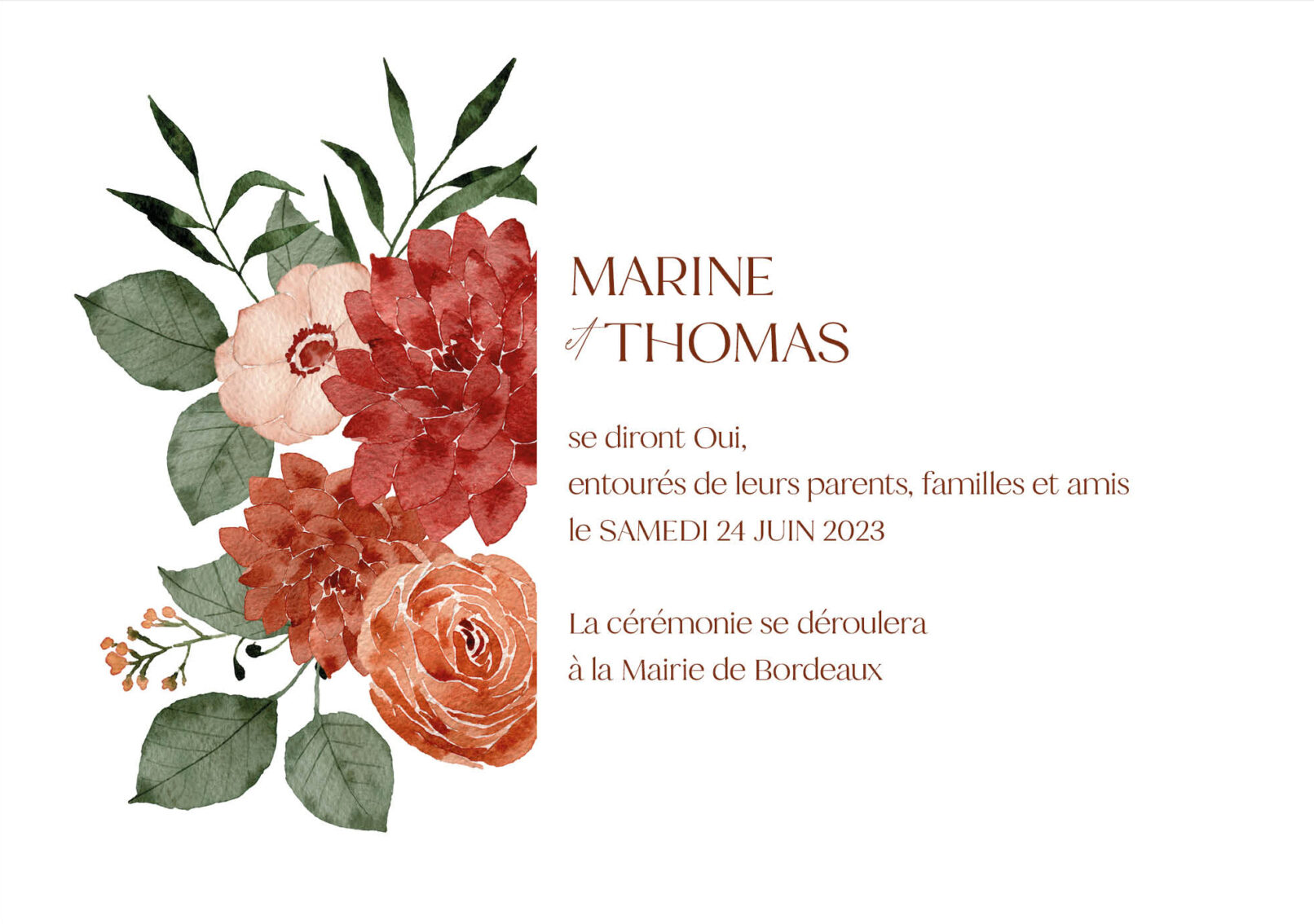 aire-part de mariage automne 2