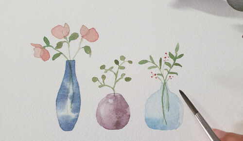 Atelier aquarelle vases