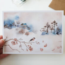 carte-postale-bouvreuil-et-cerisier Carte postale Le bouvreuil et le cerisier