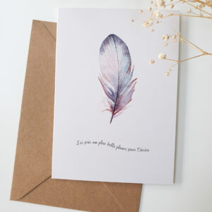 Carte postale double - Plume cuivrée