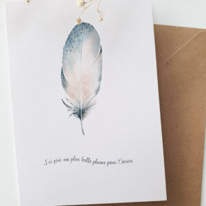 Carte postale double - Plume dorée