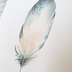 Carte postale double - Plume dorée