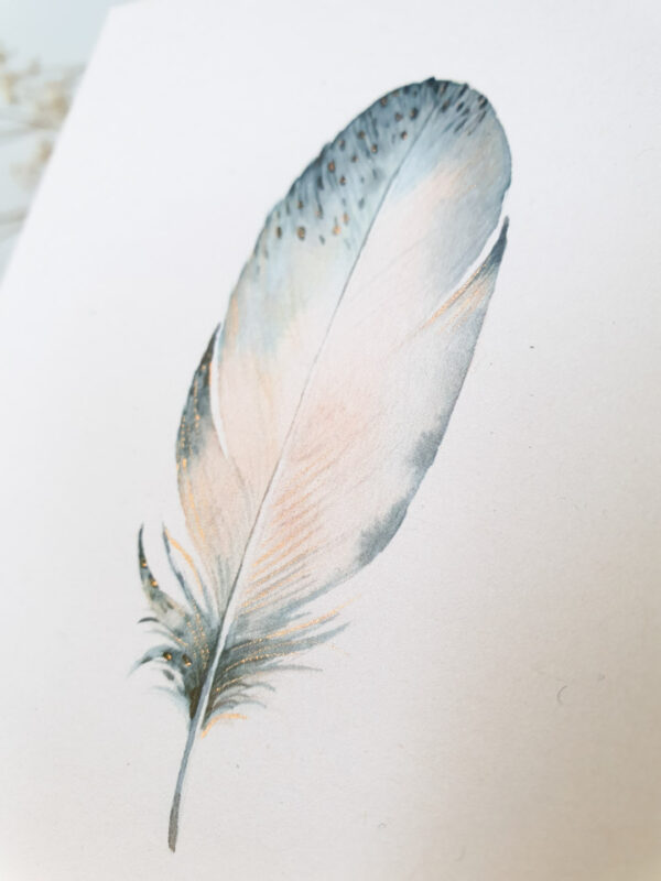 carte-double-plume2 Carte postale double - Plume dorée