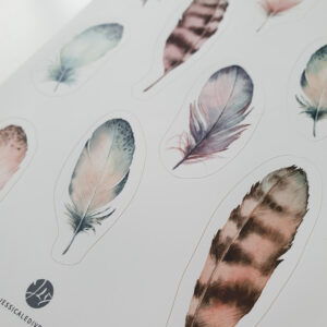 Planche d'autocollants plumes
