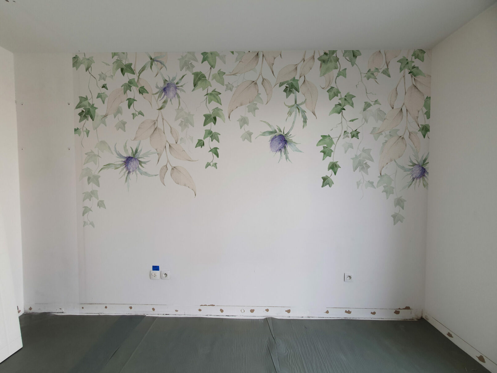 Maquette papier peint sur mesure chardons